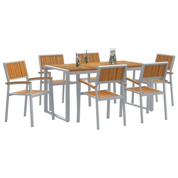 Garten Essgruppe 7 pcs Grau Massivholz Akazie