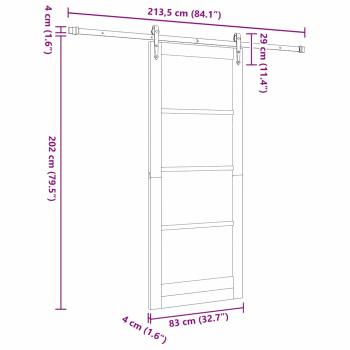 Schiebetür mit Hardware-Set 'ORKDAL'Weiß 83x202 cm