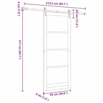 Schiebetür mit Hardware Set 'ORKDAL'93x232 cm