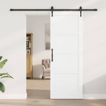 Schiebetür mit Hardware-Set 'ORKDAL'in Weiß aus massivem Kiefernholz
