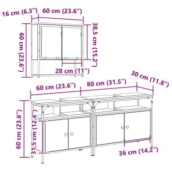 3-tlg. Badmöbel-Set Artisan Eiche Holzwerkstoff