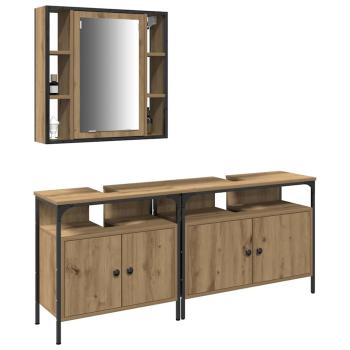 3-teiliges Kosmetiktisch-Set aus Kunstholz in Artisan Eiche