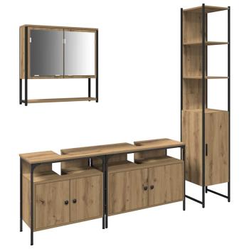 4-teiliges Badezimmermöbel-Set aus Artisan Eiche, Holzwerkstoff