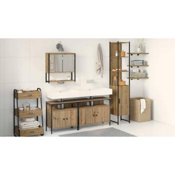 4-teiliges Badezimmermöbel-Set aus Artisan Eiche, Holzwerkstoff