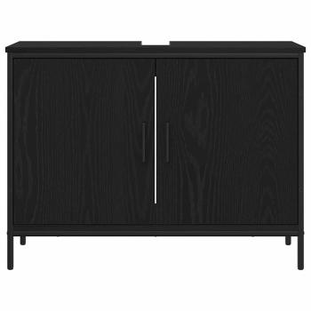 4-teiliges Badezimmermöbelset in schwarzer Eiche und Holzwerkstoff