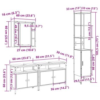 4-teiliges Badezimmermöbelset in Artisan-Eiche