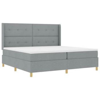 Boxspringbett mit Matratze in Hellgrau, 200x200 cm, Stoff
