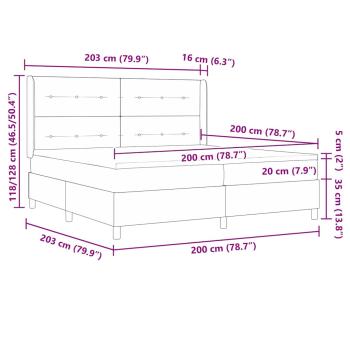 Boxspringbett mit Matratze in Hellgrau, 200x200 cm, Stoff