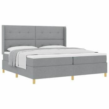 Boxspringbett mit Matratze in Hellgrau, 200x200 cm, Stoff