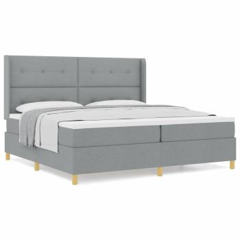 Boxspringbett mit Matratze in Hellgrau, 200x200 cm, Stoff
