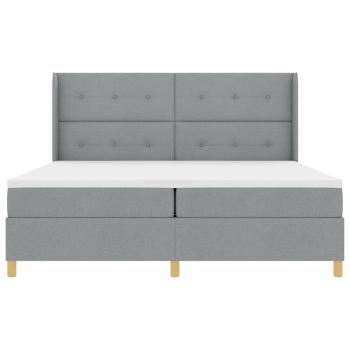 Boxspringbett mit Matratze in Hellgrau, 200x200 cm, Stoff