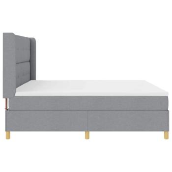 Boxspringbett mit Matratze in Hellgrau, 200x200 cm, Stoff