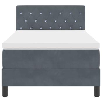 LED Boxspringbett mit Matratze Dunkelgrau 90x190 cm Samt