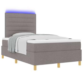 LED Boxspringbett mit Matratze Taupe 120x200 cm Stoff