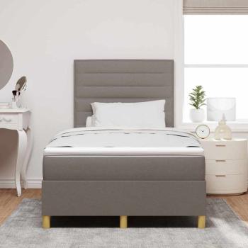 LED Boxspringbett mit Matratze Taupe 120x200 cm Stoff