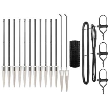 Euro Zaun mit 13 Spike-Posts 0,8x25 m verzinkter Stahl Grau