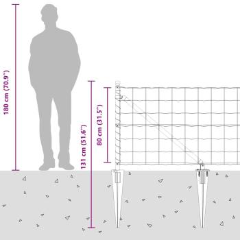 Euro Zaun mit 13 Spike-Posts 0,8x25 m verzinkter Stahl Grau