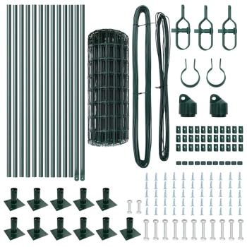 Eurozaun mit 13 Flanschpfosten 0,6x25 m verzinkter Stahl