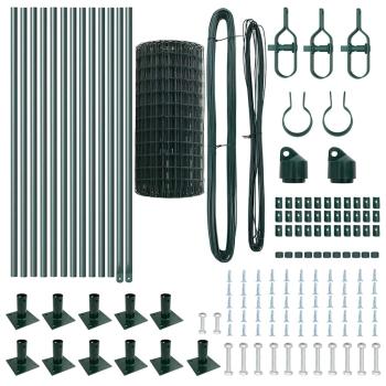 Euro Zaun mit 13 Flanschpfosten 0.6x25 m Galvanisierter Stahl
