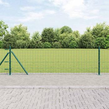 ARDEBO.de - Euro Zaun mit 13 Flanschpfosten 0.6x25 m aus verzinktem Stahl