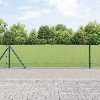 ARDEBO.de - Geschweißter Drahtzaun mit 13 Flanschpfosten Grün 0.6x100 m Stahl