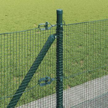 Geschweißter Drahtzaun mit 13 Flanschpfosten Grün 0.6x100 m Stahl