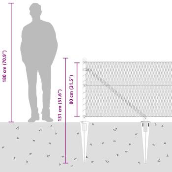 Sechseckzaun Grau 0.8x50 m Stahl