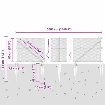 Sechseckzaun Grau 0.8x50 m Stahl