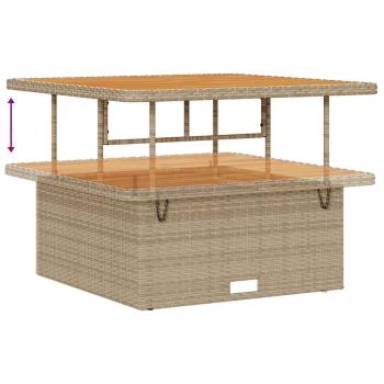 9-teiliges Garten-Sofa-Set mit Kissen, Beige, Poly-Rattan, Akazie