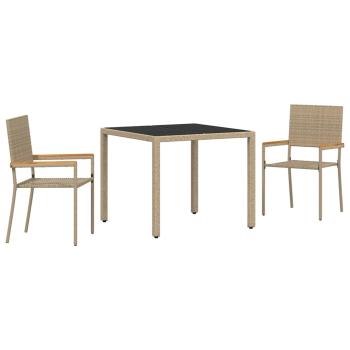 3-teiliges Garten Essgruppe Beige Poly Rattan