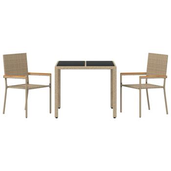 3-teiliges Garten Essgruppe Beige Poly Rattan