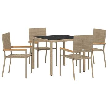 5-teiliges Garten Esstisch Set Beige Poly Rattan