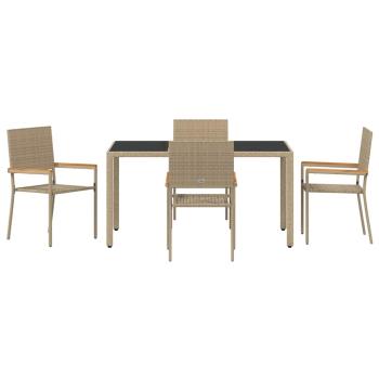 5-teiliges Garten Esszimmerset Beiger Poly Rattan