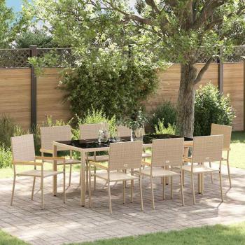 ARDEBO.de - 9-teilige Garten Essgruppe Beige Poly Rattan