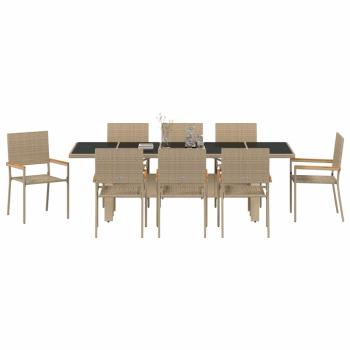 Garten Essgruppe 9 pcs Beige 240 x 90 cm Poly-Rattan