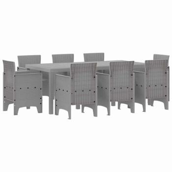 Garten-Essgruppe 9 pcs Hellgrau 8-Sitzer Polypropylen
