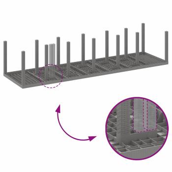 Garten-Esstischset 15 pcs Hellgrau Groß Rattan, Metall
