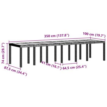 Garten Esstisch Set 15 pcs Hellgrau Groß Poly Rattan, Stahl