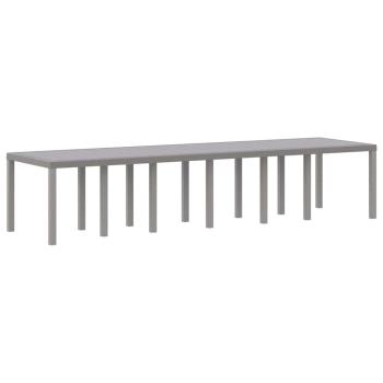 Garten Esstisch Set 15 pcs Hellgrau Groß Poly Rattan, Stahl