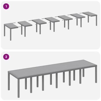 Garten Esstisch Set 15 pcs Hellgrau Groß Poly Rattan, Stahl