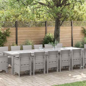 ARDEBO.de - Garten Esszelt 15 pcs Hellgrau 14-Sitzer Rattan