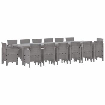 Garten Esszelt 15 pcs Hellgrau 14-Sitzer Rattan