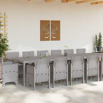 Garten Esszelt 15 pcs Hellgrau 14-Sitzer Rattan