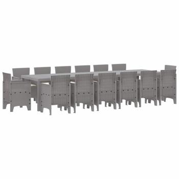 Garten-Esszimmer-Set 15 pcs Hellgrau 14-Sitzer