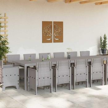 Garten-Esszimmer-Set 15 pcs Hellgrau 14-Sitzer