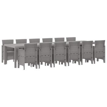 Gartenspeiseset 13 pcs Hellgrau Groß Poly-Rattan