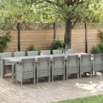 ARDEBO.de - Garten Essgruppe 13 pcs Hellgrau 12-Sitzer Poly Rattan & Stahl
