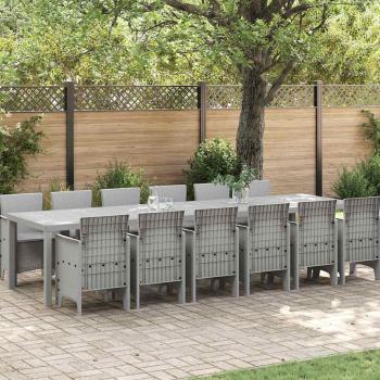 ARDEBO.de - Garten Esszimmer Set 13 pcs Hellgrau Groß Poly Rattan & Stahl