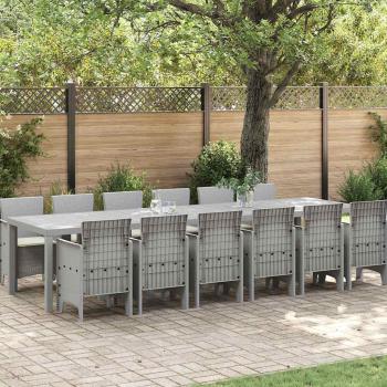 ARDEBO.de - Garten Essgruppe 13 pcs Hellgrau 12-Sitzer Rattan