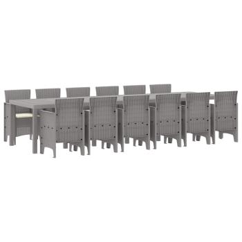 Garten Essgruppe 13 pcs Hellgrau 12-Sitzer Rattan